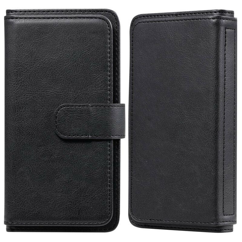 Capa Flip Para Samsung Galaxy S21 FE Titular De Cartão De Couro Falso 10