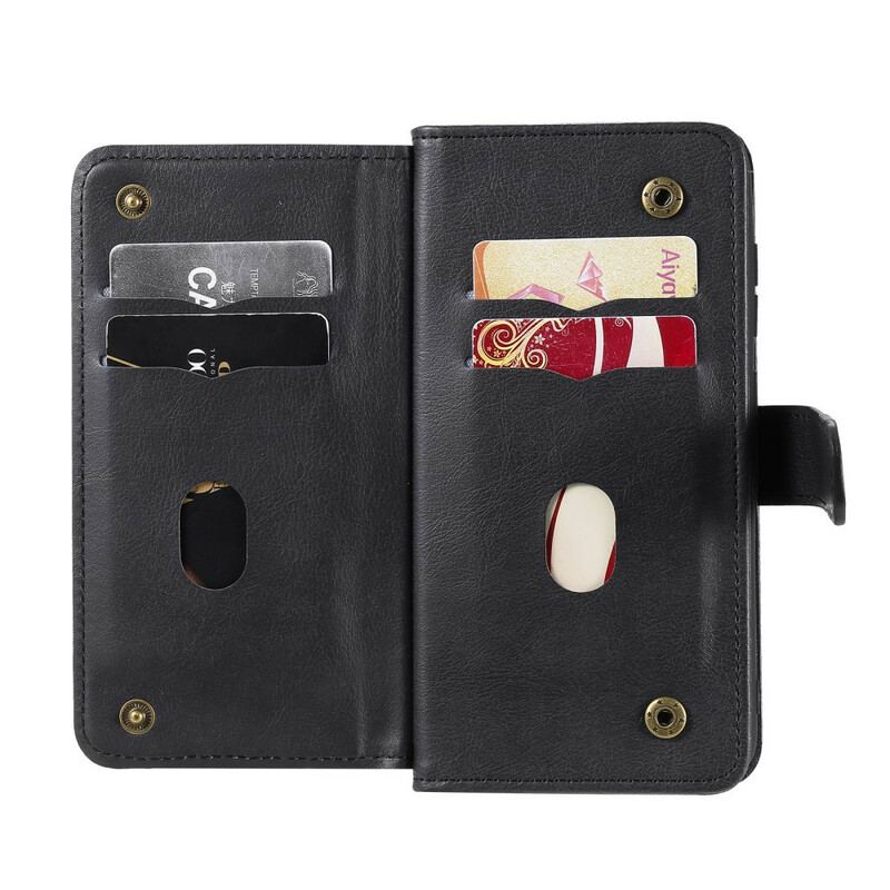 Capa Flip Para Samsung Galaxy S21 FE Titular De Cartão De Couro Falso 10