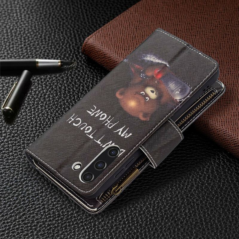 Capa Flip Para Samsung Galaxy S21 FE Urso De Bolso Com Zíper