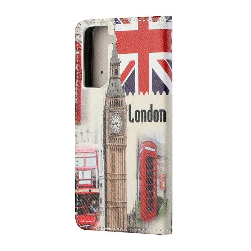 Capa Flip Para Samsung Galaxy S21 FE Vida Em Londres