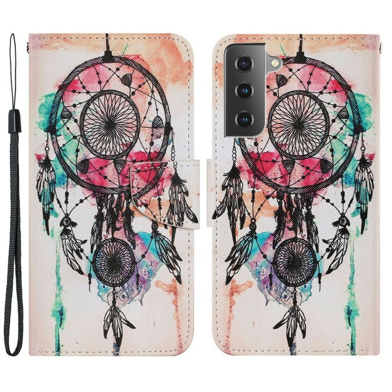 Capa Folio Para Samsung Galaxy S21 FE Aquarela Apanhador De Sonhos