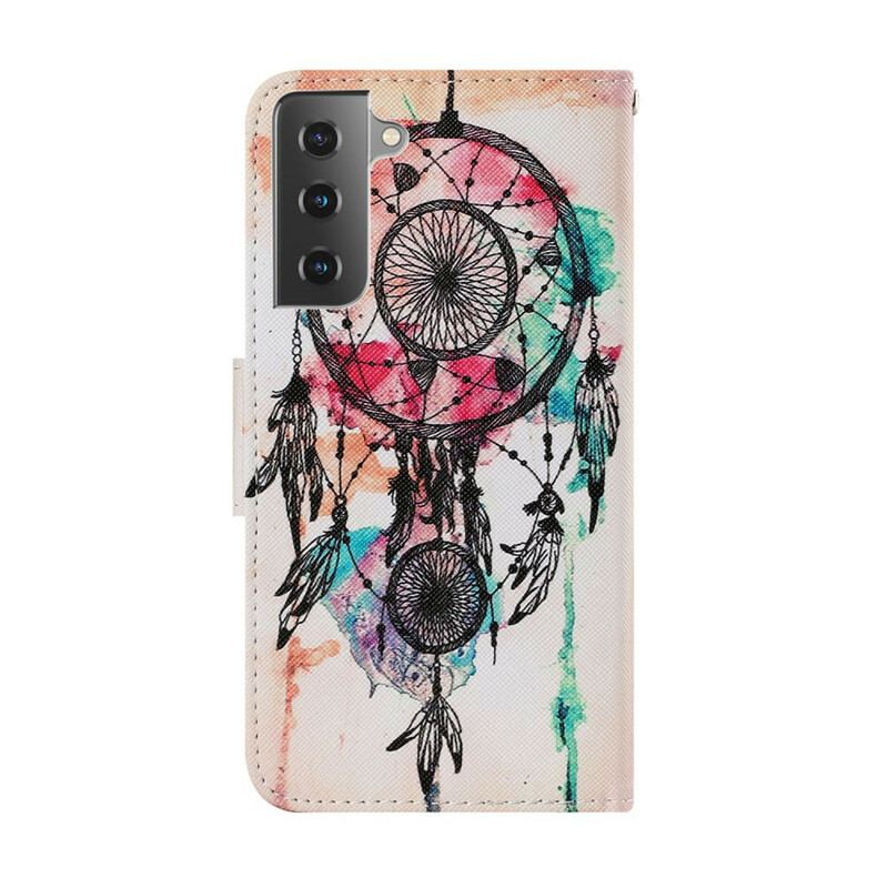 Capa Folio Para Samsung Galaxy S21 FE Aquarela Apanhador De Sonhos