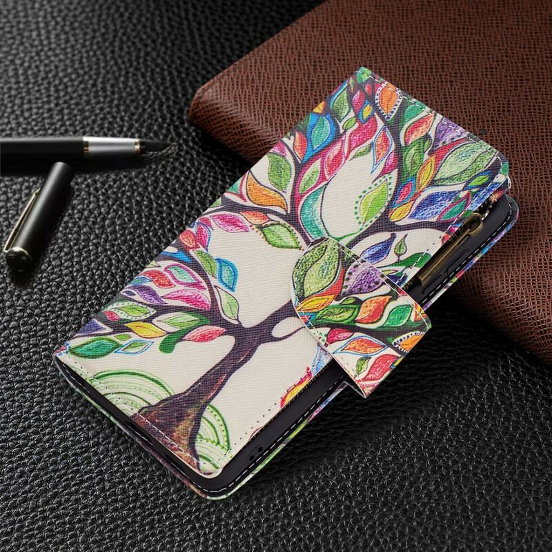 Capa Folio Para Samsung Galaxy S21 FE Bolso De Árvore Com Zíper