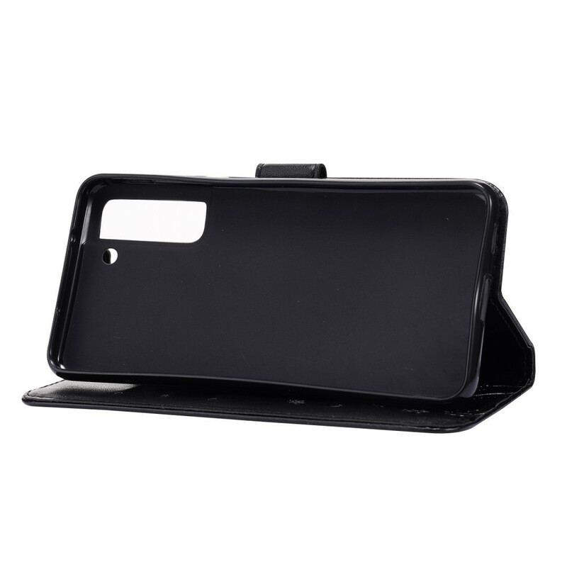 Capa Folio Para Samsung Galaxy S21 FE Borboletas Ao Vento