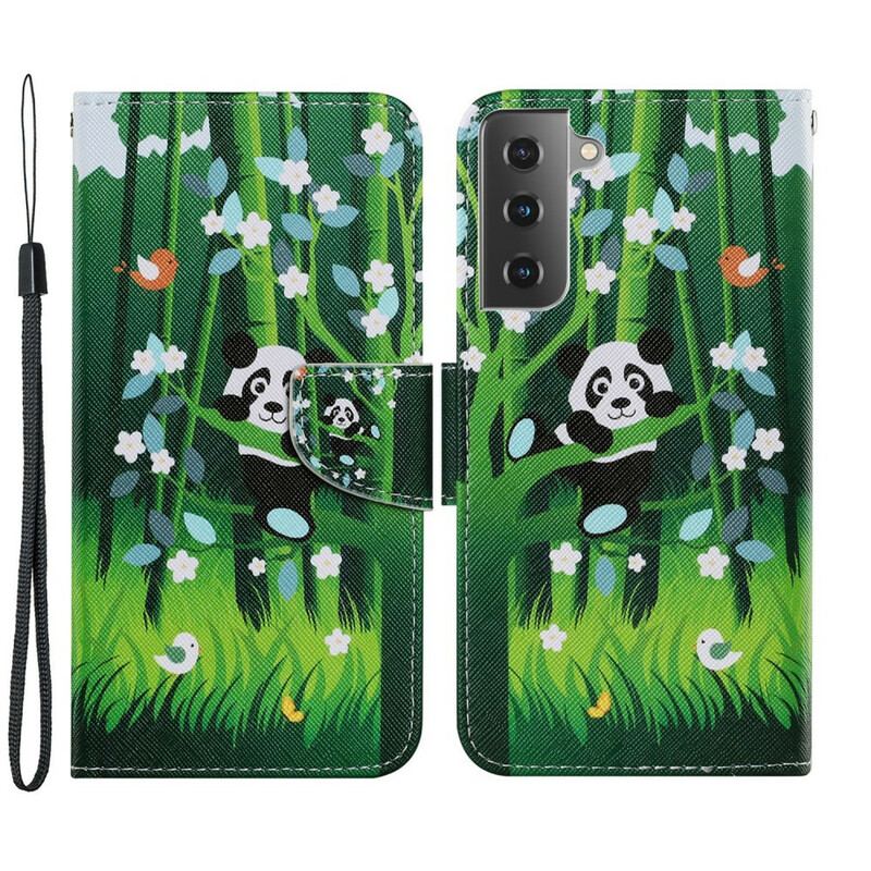 Capa Folio Para Samsung Galaxy S21 FE Caminhada Do Panda