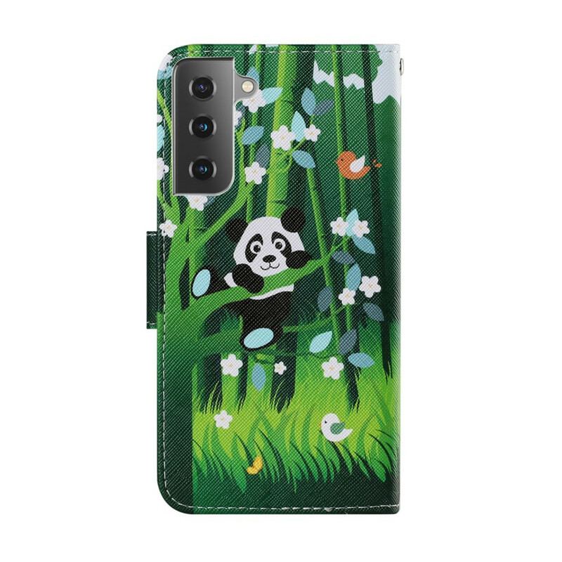 Capa Folio Para Samsung Galaxy S21 FE Caminhada Do Panda