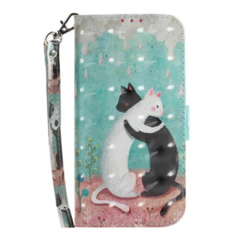 Capa Folio Para Samsung Galaxy S21 FE De Cordão Strappy Cat Friends