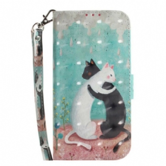 Capa Folio Para Samsung Galaxy S21 FE De Cordão Strappy Cat Friends