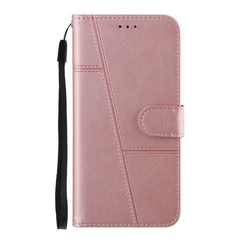 Capa Folio Para Samsung Galaxy S21 FE De Cordão Strappy Geo Leather Effect