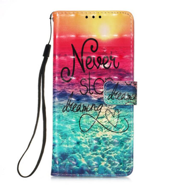 Capa Folio Para Samsung Galaxy S21 FE Nunca Pare De Sonhar