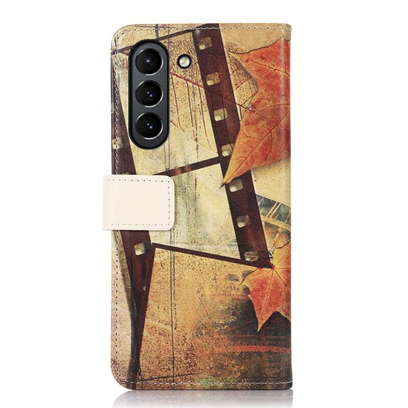 Capa Folio Para Samsung Galaxy S21 FE Torre Eiffel No Outono