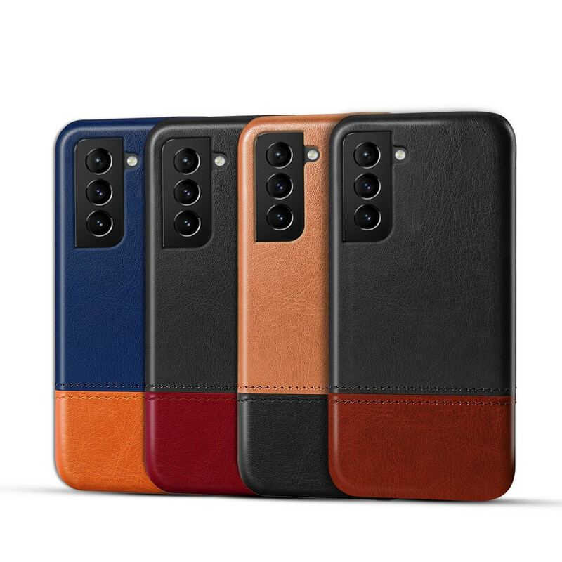 Capa Para Samsung Galaxy S21 FE Efeito De Couro De Dois Tons Ksq