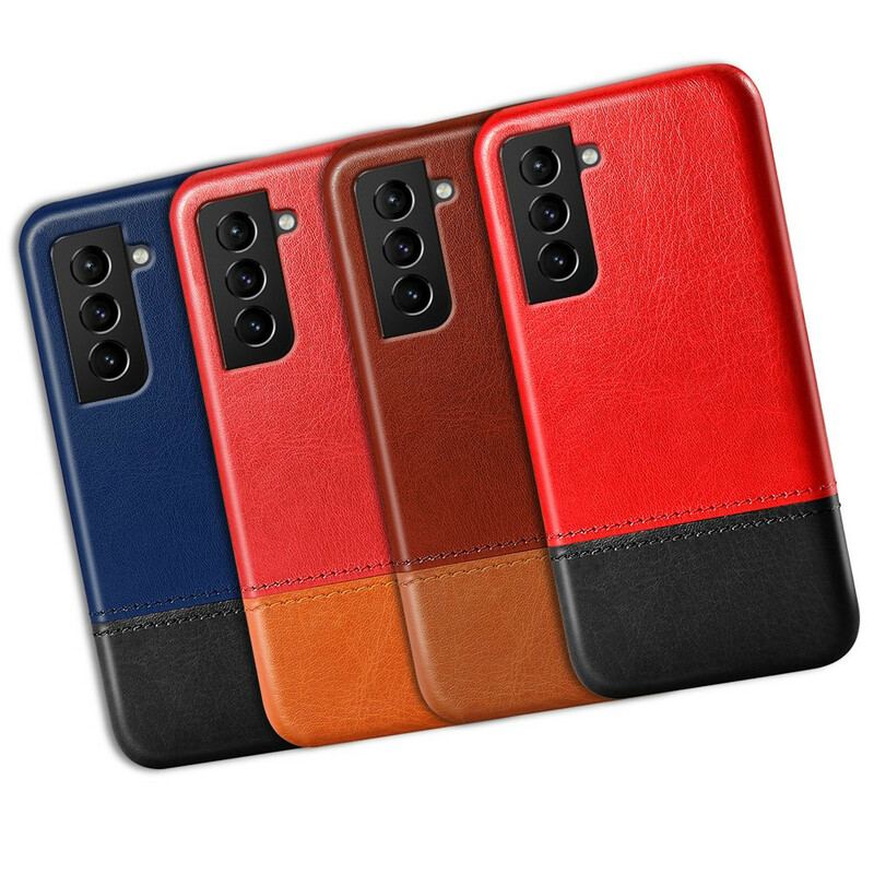 Capa Para Samsung Galaxy S21 FE Efeito De Couro De Dois Tons Ksq