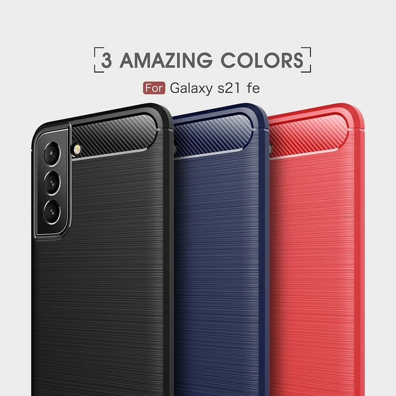 Capa Para Samsung Galaxy S21 FE Fibra De Carbono Escovada