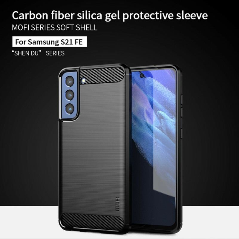 Capa Para Samsung Galaxy S21 FE Fibra De Carbono Escovada Mofi