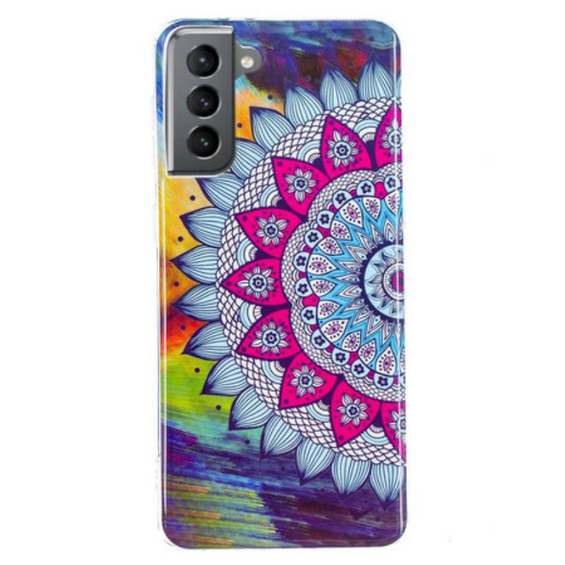 Capa Para Samsung Galaxy S21 FE Mandala Colorida Fluorescente