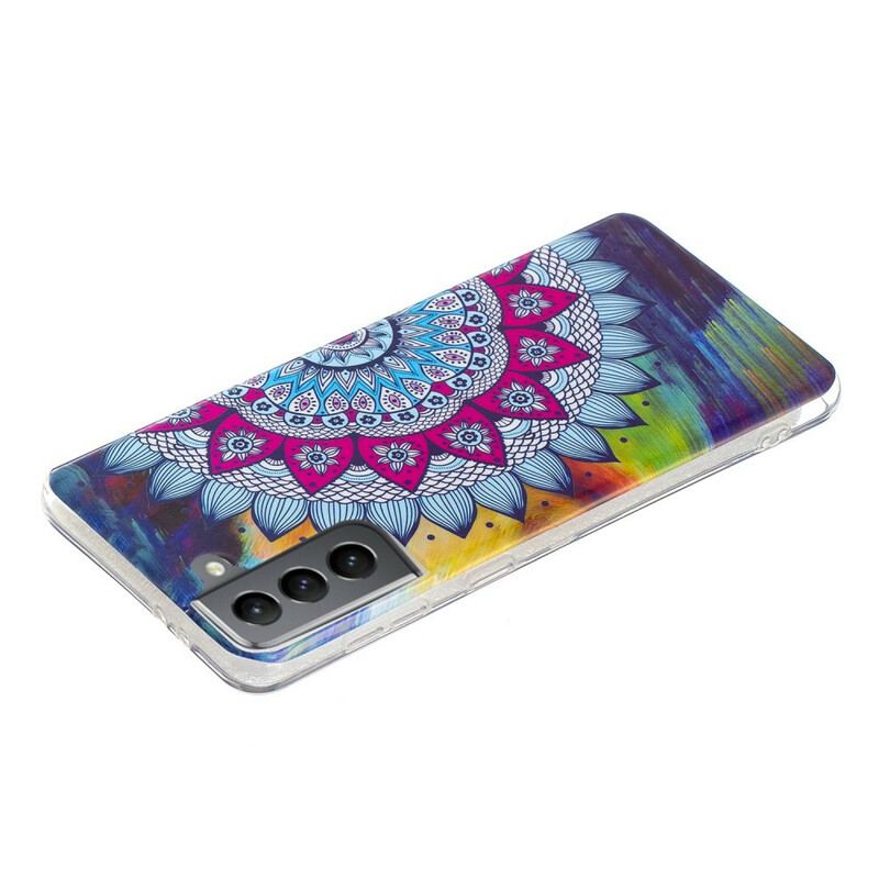 Capa Para Samsung Galaxy S21 FE Mandala Colorida Fluorescente