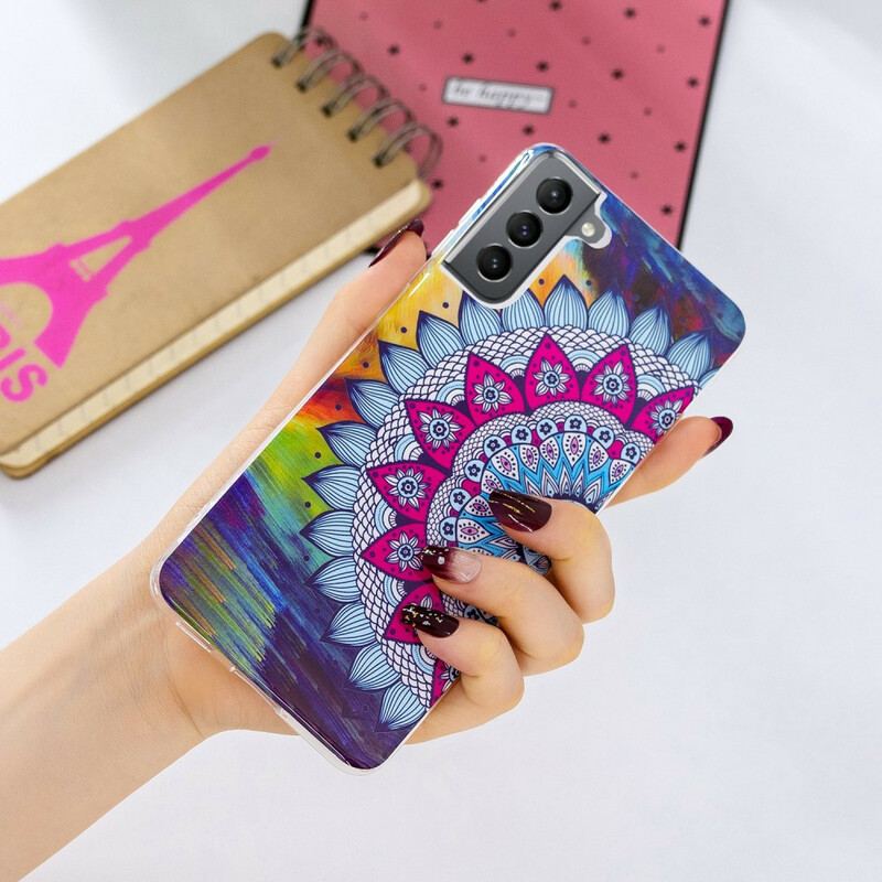 Capa Para Samsung Galaxy S21 FE Mandala Colorida Fluorescente