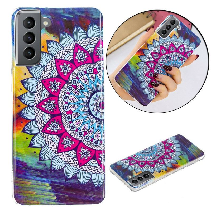 Capa Para Samsung Galaxy S21 FE Mandala Colorida Fluorescente