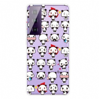 Capa Para Samsung Galaxy S21 FE Pandas Engraçados Sem Costura