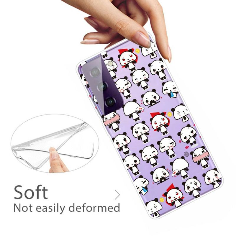 Capa Para Samsung Galaxy S21 FE Pandas Engraçados Sem Costura