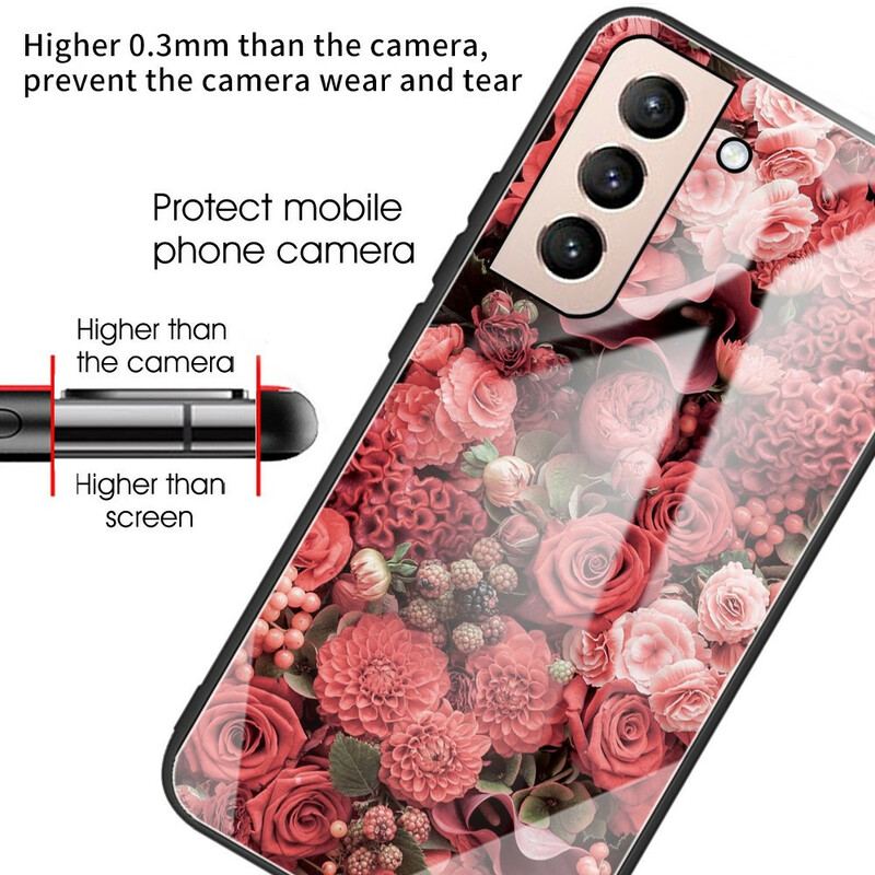 Capa Para Samsung Galaxy S21 FE Rose Flowers Vidro Temperado