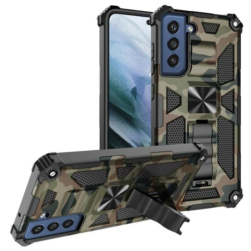 Capa Para Samsung Galaxy S21 FE Suporte Removível De Camuflagem