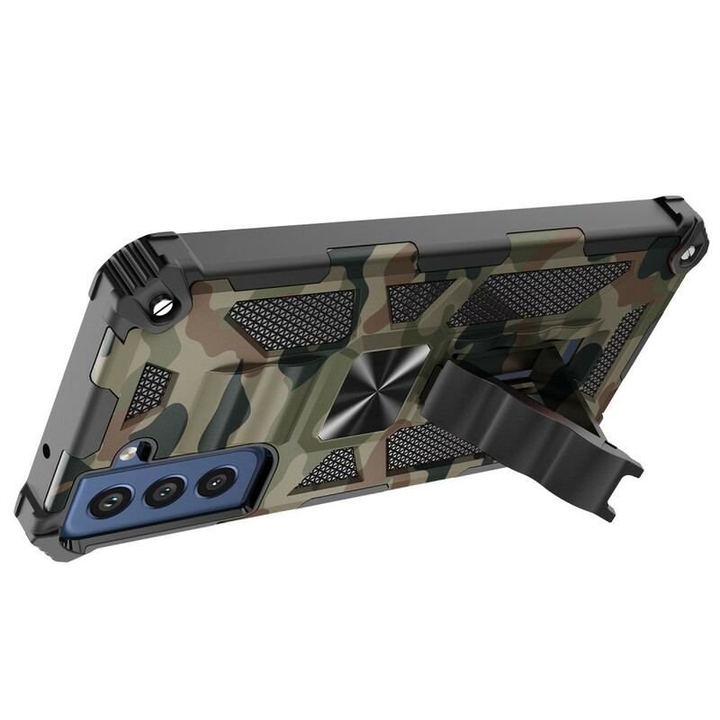 Capa Para Samsung Galaxy S21 FE Suporte Removível De Camuflagem