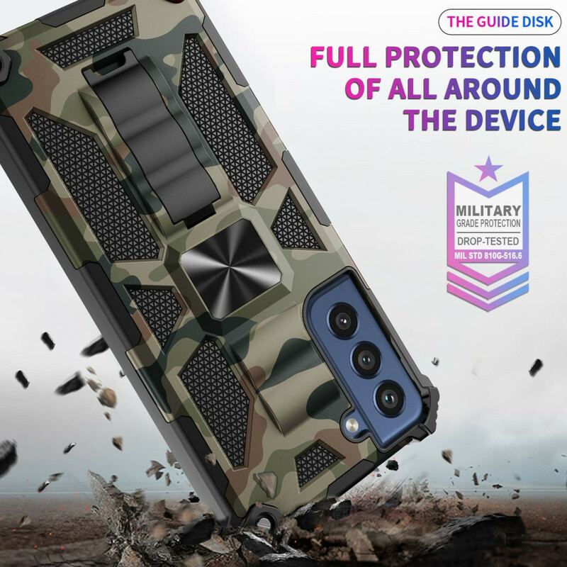 Capa Para Samsung Galaxy S21 FE Suporte Removível De Camuflagem