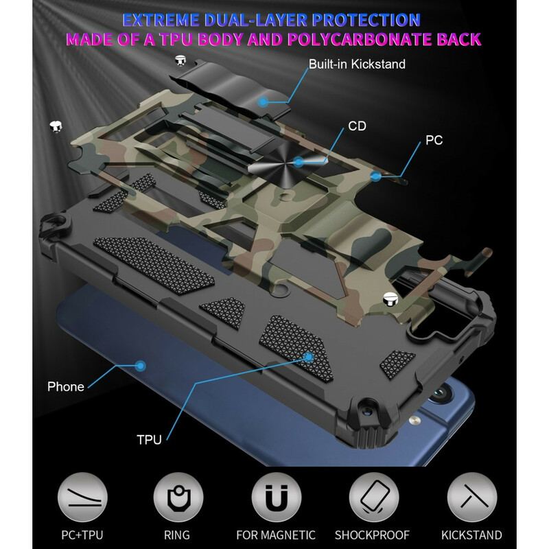 Capa Para Samsung Galaxy S21 FE Suporte Removível De Camuflagem