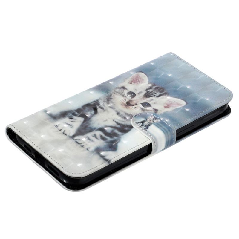 Capa Flip Para iPhone 15 Pro Max De Cordão Gatinho 3d Com Alça