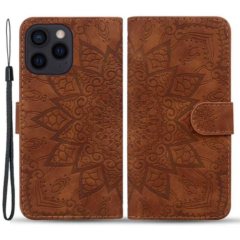 Capa Flip Para iPhone 15 Pro Max Estampa De Mandala