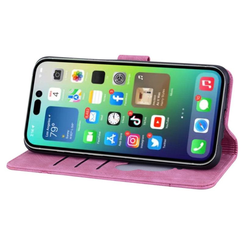 Capa Folio Para iPhone 15 Pro Max De Cordão Tanga Gato Devaneio