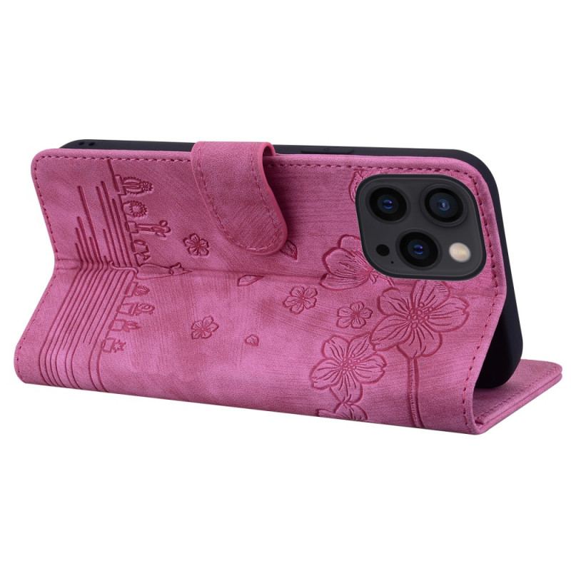 Capa Folio Para iPhone 15 Pro Max De Cordão Tanga Gato Devaneio