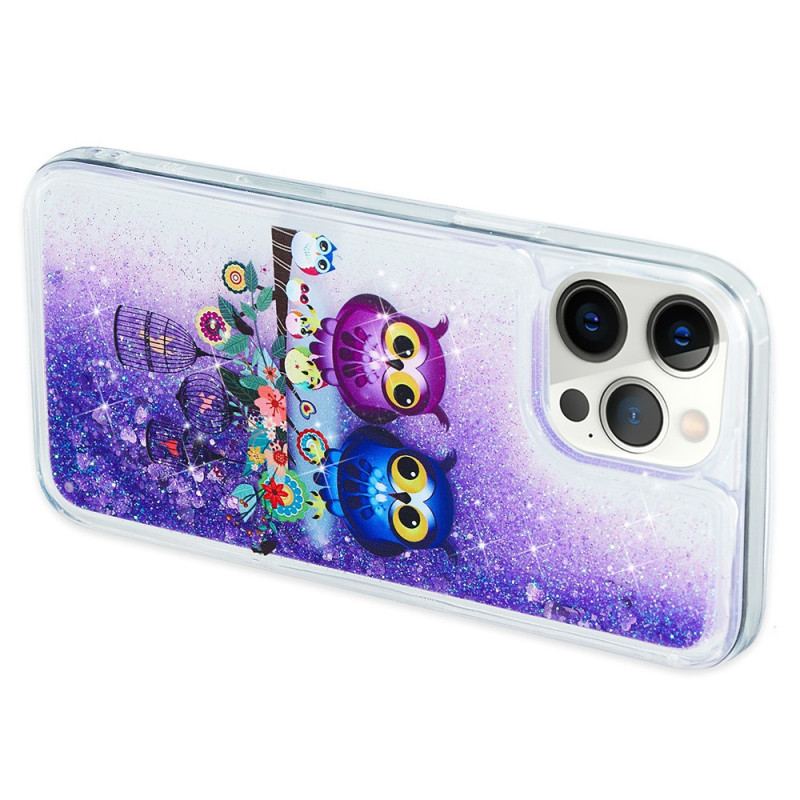 Capa Para iPhone 15 Pro Max Casal De Corujas Glitter