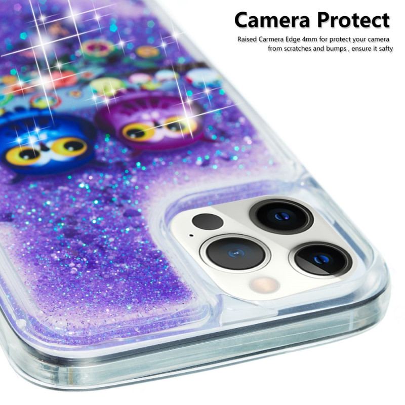 Capa Para iPhone 15 Pro Max Casal De Corujas Glitter