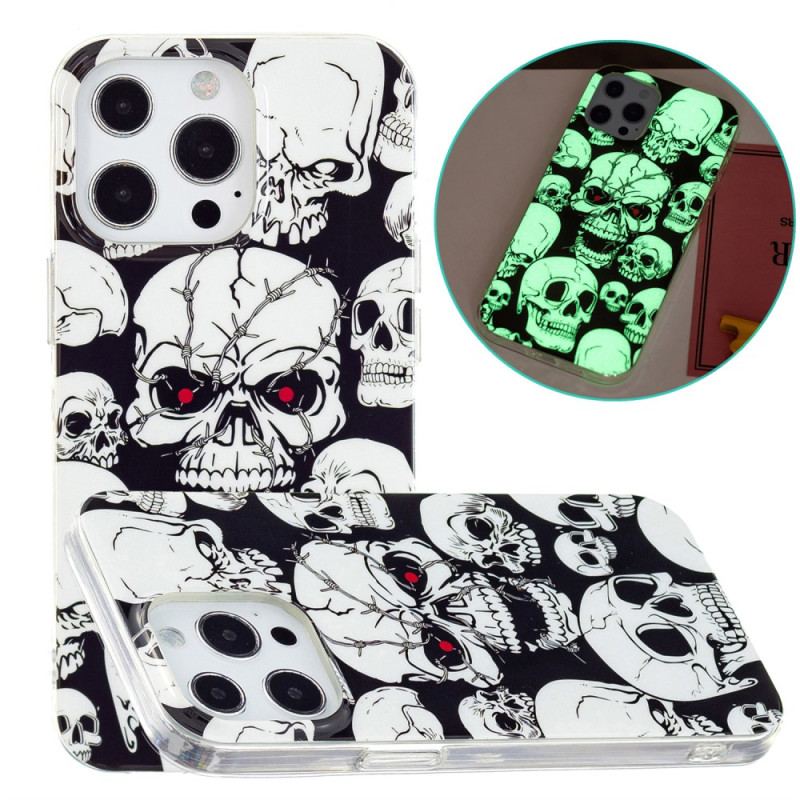 Capa Para iPhone 15 Pro Max Crânios Fluorescentes