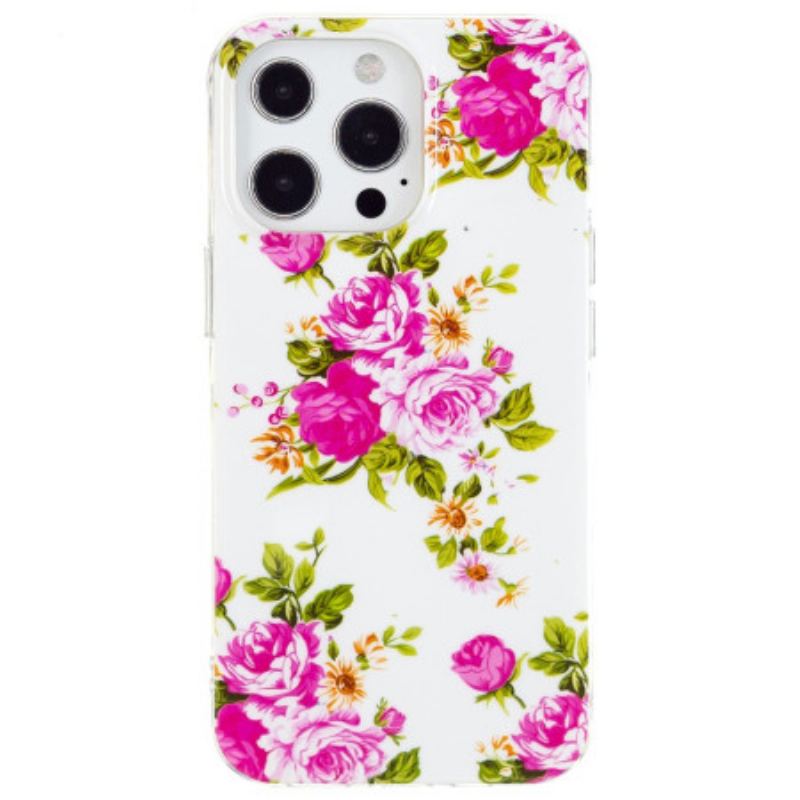 Capa Para iPhone 15 Pro Max Flores Fluorescentes