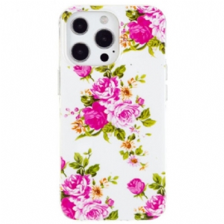 Capa Para iPhone 15 Pro Max Flores Fluorescentes