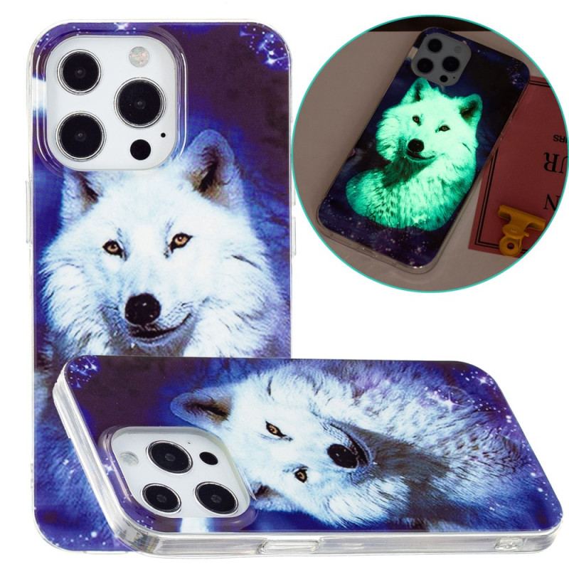 Capa Para iPhone 15 Pro Max Lobo Fluorescente