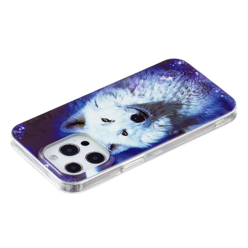 Capa Para iPhone 15 Pro Max Lobo Fluorescente