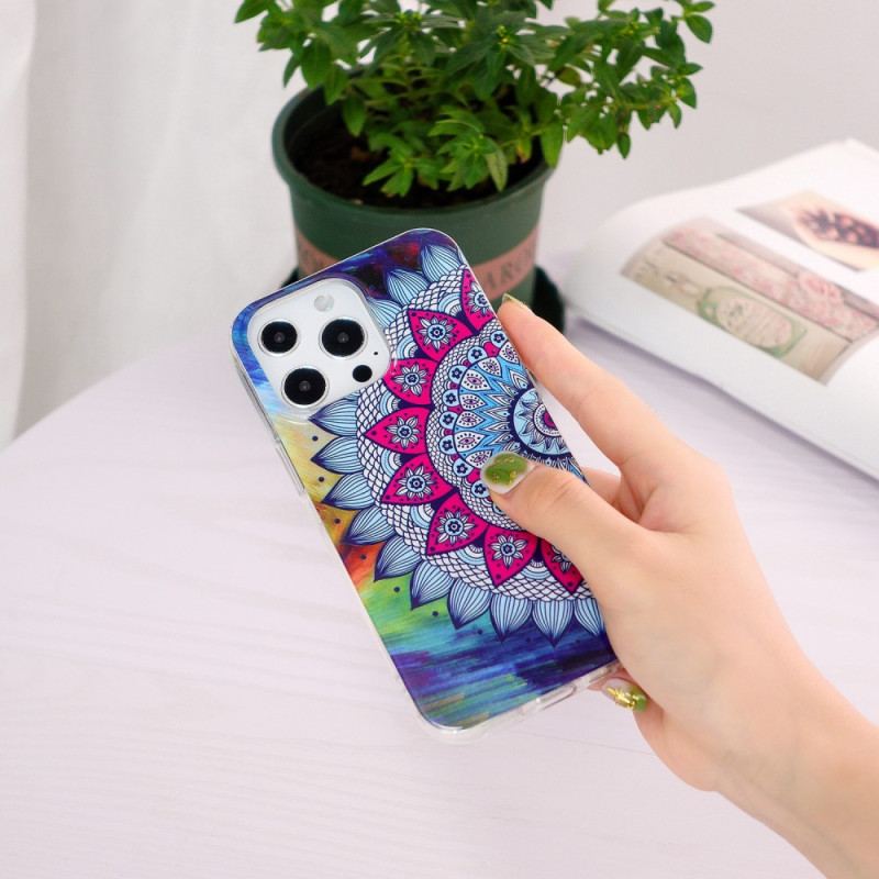 Capa Para iPhone 15 Pro Max Mandala Fluorescente