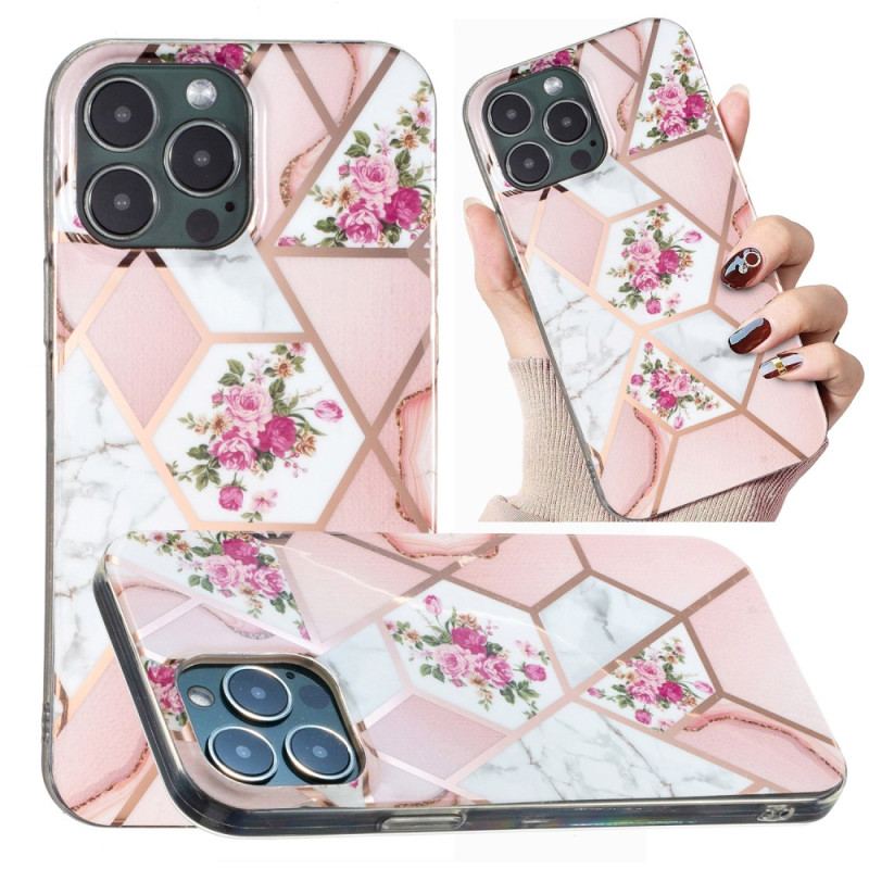 Capa Para iPhone 15 Pro Max Mármore Floral