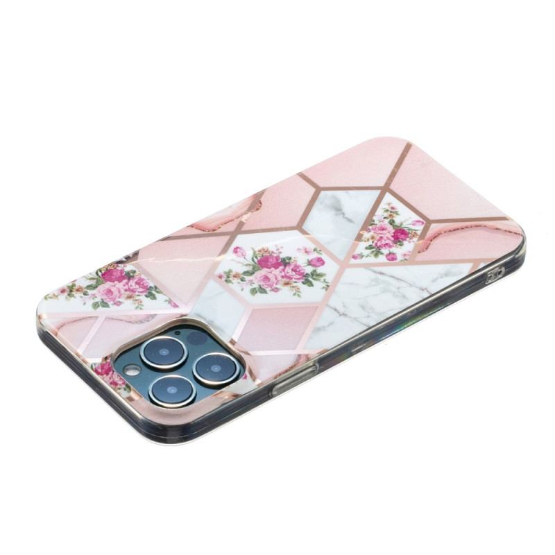 Capa Para iPhone 15 Pro Max Mármore Floral