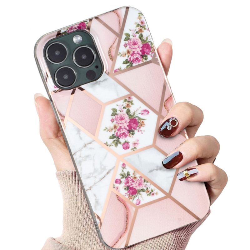 Capa Para iPhone 15 Pro Max Mármore Floral