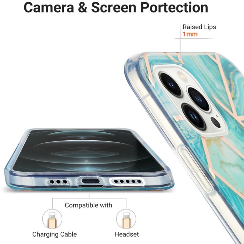 Capa Para iPhone 15 Pro Max Mármore Geométrico