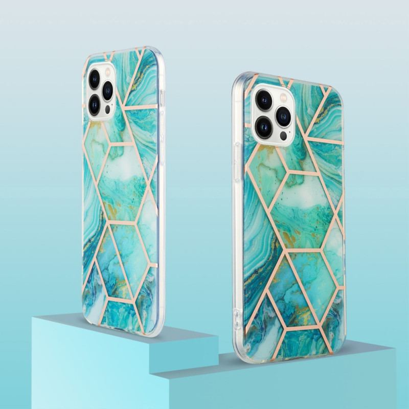 Capa Para iPhone 15 Pro Max Mármore Geométrico