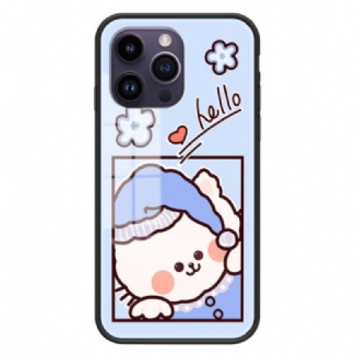 Capa Para iPhone 15 Pro Max Vidro Temperado Gato Azul