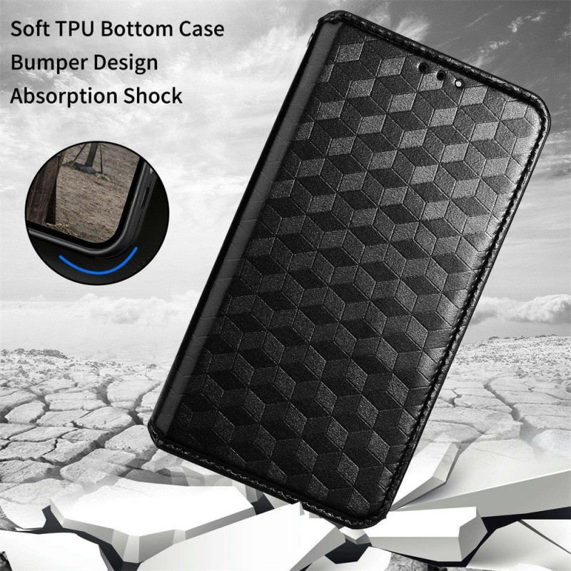 Capa De Celular Para Poco M5 Flip Efeito Couro Cubo 3d