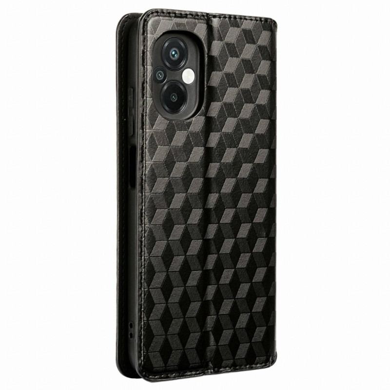 Capa De Celular Para Poco M5 Flip Efeito Couro Cubo 3d